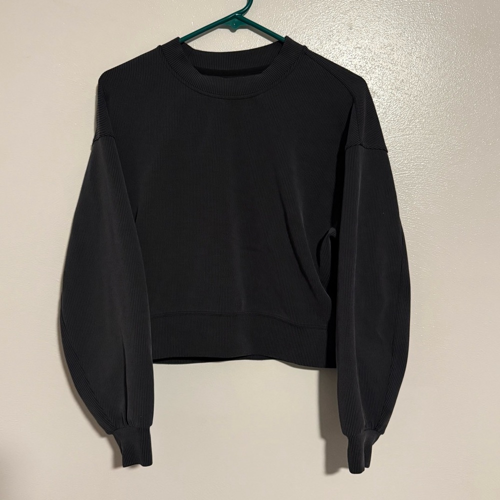 Lululemon Ribbed Softstreme Perfectly Oversized Cropped Crew - Black